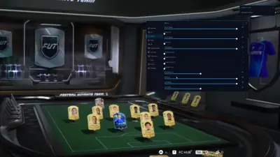 FC27 match on screen with a cheat menu overlay open
